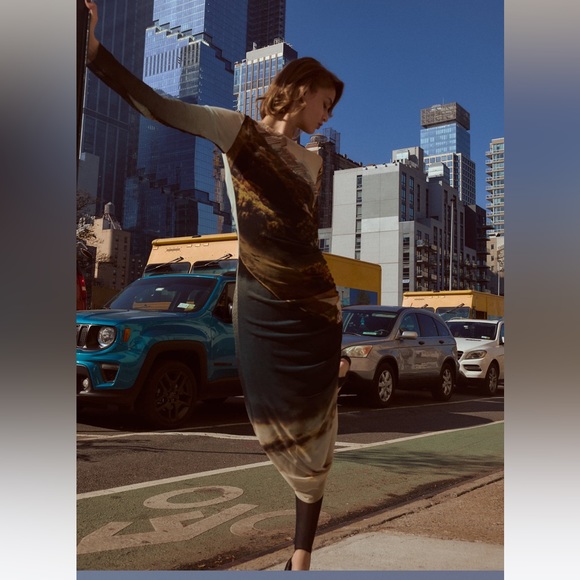 ZARA PRINT DRESS WITH TULLE - Picture 9 of 9